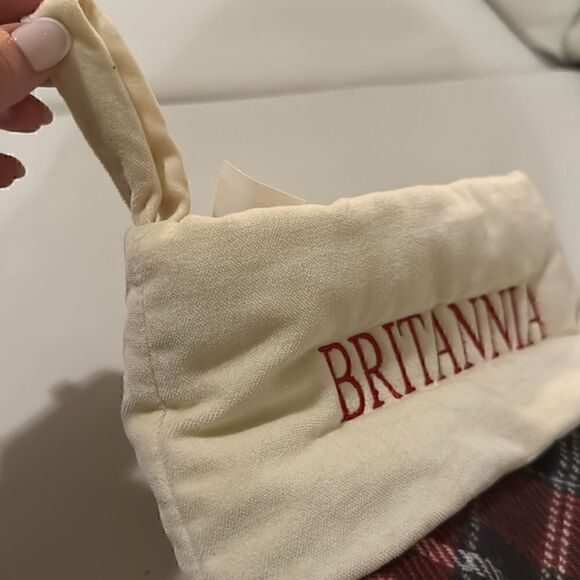NWT-Pottery Barn Hamilton Plaid Christmas stocking monogram Britannia - Picture 6 of 6